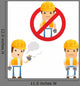 Cartoon Construction Worker 4 Wall Decal Set