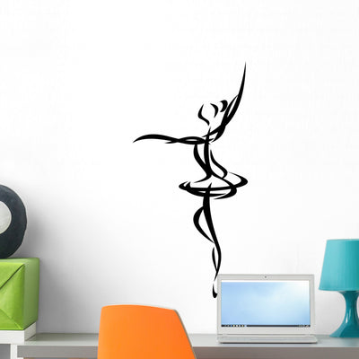 Abstract Ballet Dancing Silhouette Wall Decal shown on a wall