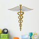 Golden Caduceus Medical Symbol Wall Decal