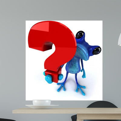 Blue CG Frog with Question Mark Wall Decal shown on a wall