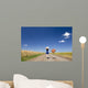 Lonely Girl with Suitcase Wall Decal