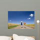 Lonely Girl with Suitcase Wall Decal