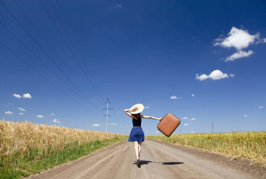 Lonely Girl with Suitcase Wall Decal