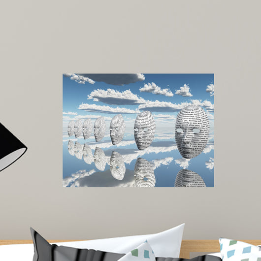 Surreal Face with Text Wall Decal