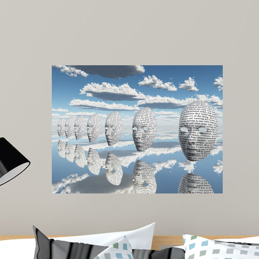 Surreal Face with Text Wall Decal