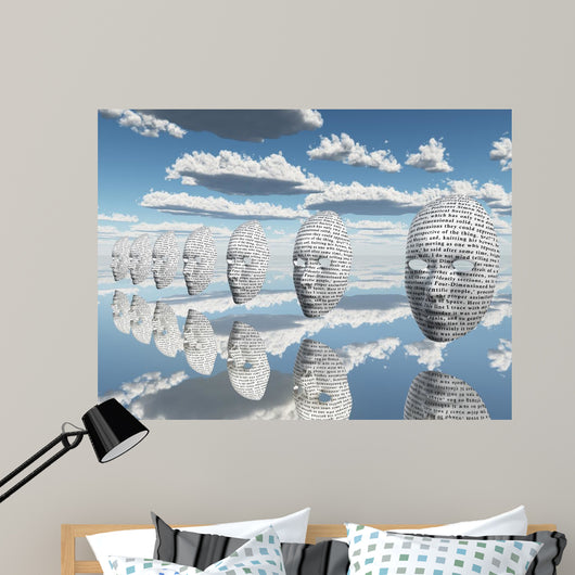 Surreal Face with Text Wall Decal