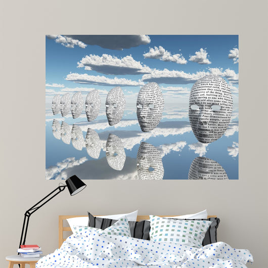Surreal Face with Text Wall Decal