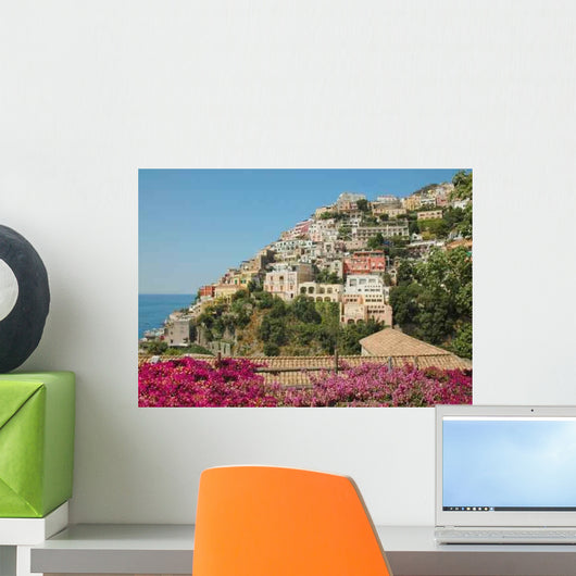 Positano Italy and Bouganvilleas Wall Decal