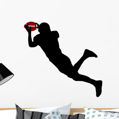 American Football Silhouette Wall Decal Design 3 shown on a wall