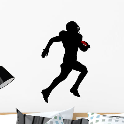 American Football Silhouette Wall Decal Design 1 shown on a wall