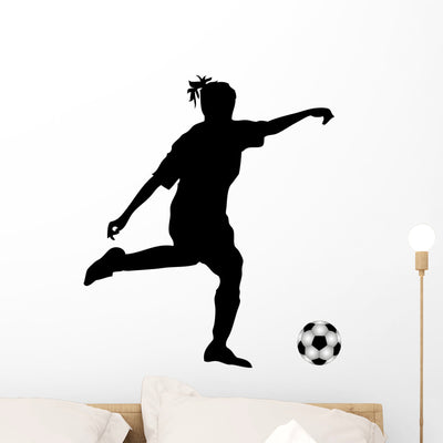 Silhouette Women's Football Wall Decal Design 2 shown on a wall