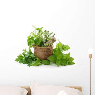 Healthy Herbs Wall Decal shown on a wall
