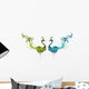Pair of Hand Drawn Peacocks Wall Decal
