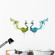 Pair of Hand Drawn Peacocks Wall Decal