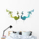 Pair of Hand Drawn Peacocks Wall Decal