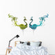 Pair of Hand Drawn Peacocks Wall Decal