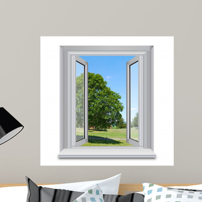 Tree outside Window Wall Decal shown on a wall