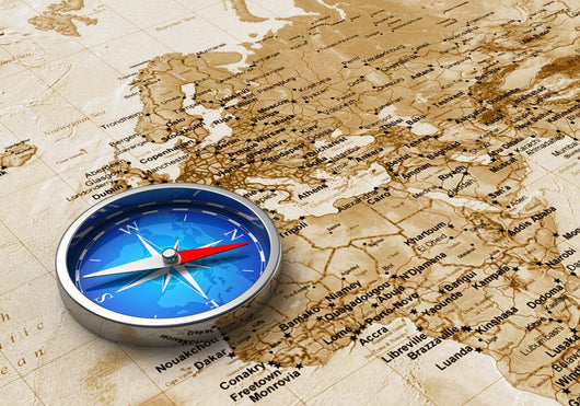 Blue Metal Compass Old Wall Decal