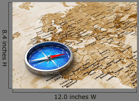 Blue Metal Compass Old Wall Decal
