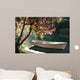 Boat on a River Under a Blooming Tree Wall Decal