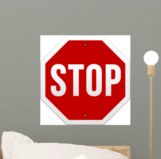 Stop Sign Vector White Wall Decal