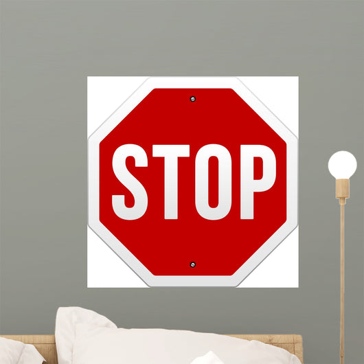 Stop Sign Vector White Wall Decal