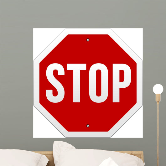 Stop Sign Vector White Wall Decal