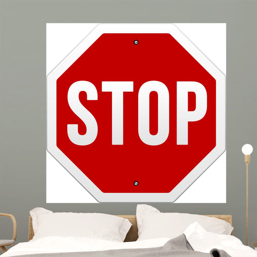 Stop Sign Vector White Wall Decal