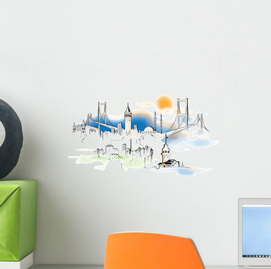 Istanbul Skyline Illustration Wall Decal