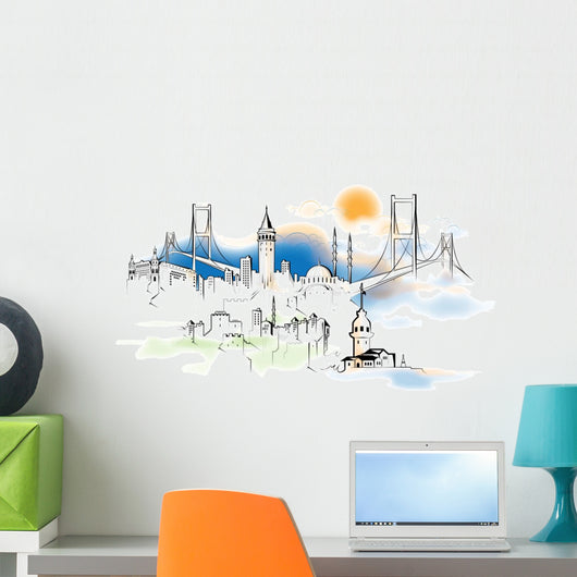 Istanbul Skyline Illustration Wall Decal
