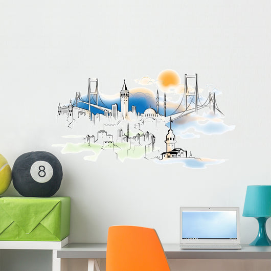 Istanbul Skyline Illustration Wall Decal