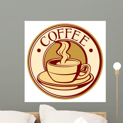 Coffee Design Wall Decal shown on a wall