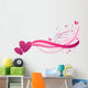 Floral Wave with Hearts Wall Decal