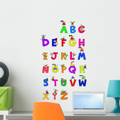 Alphabet Children Wall Decal shown on a wall