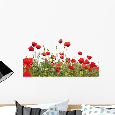 Poppy Flowers Wall Decal shown on a wall