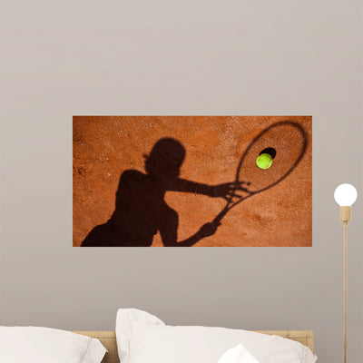 Shadow Tennis Player Action Wall Decal shown on a wall