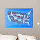 Text USA Map Wall Decal