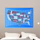 Text USA Map Wall Decal