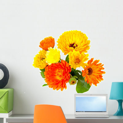 Ringelblume Calendula Wall Decal shown on a wall