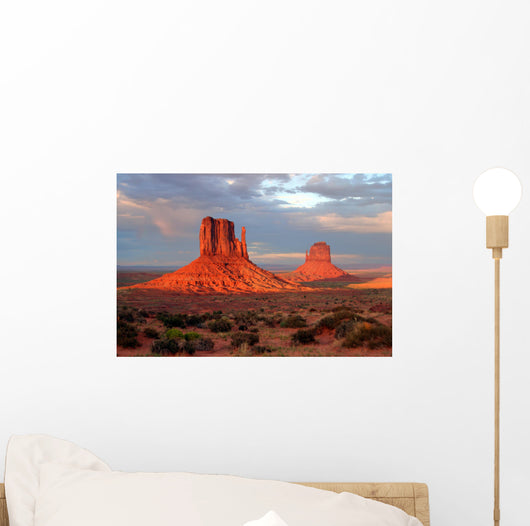 the mittens of monument valley at sunset Wall Mural