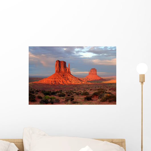 the mittens of monument valley at sunset Wall Mural