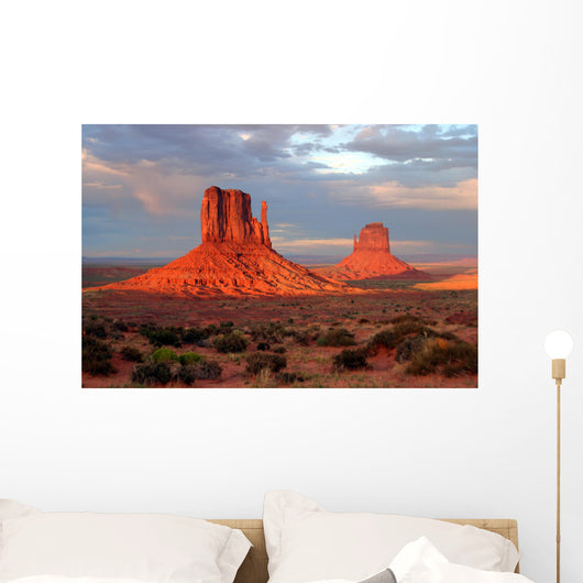 the mittens of monument valley at sunset Wall Mural
