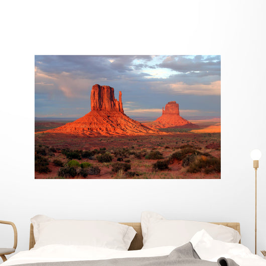 the mittens of monument valley at sunset Wall Mural