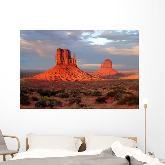 the mittens of monument valley at sunset Wall Mural