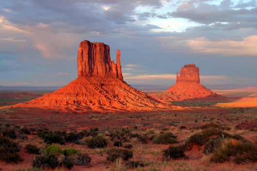 the mittens of monument valley at sunset Wall Mural