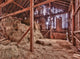 Interior of old barn with straw bales Wall Mural