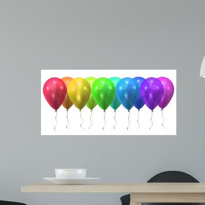 Balloon Rainbow Wall Decal shown on a wall