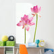 Twain pink water lily flower (lotus) and white background. Wall Decal