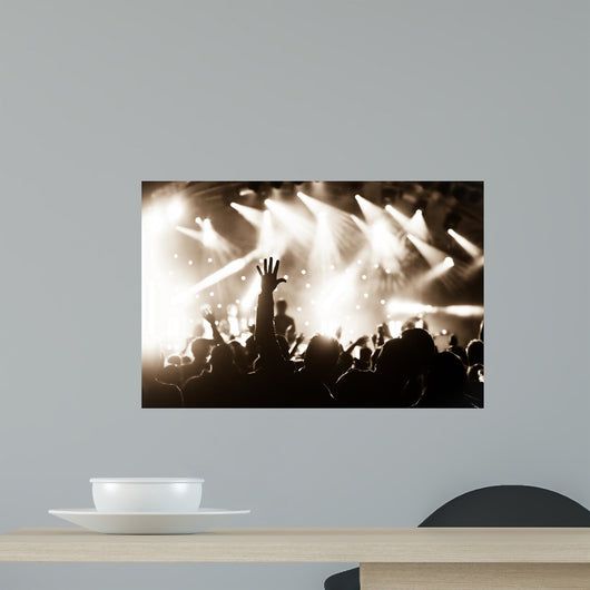hands raised by the crowd at a live music concert Wall Mural