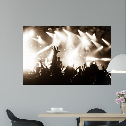 hands raised by the crowd at a live music concert Wall Mural